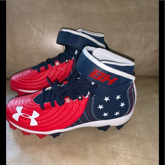 Under armour red white and blue cleats Clearance